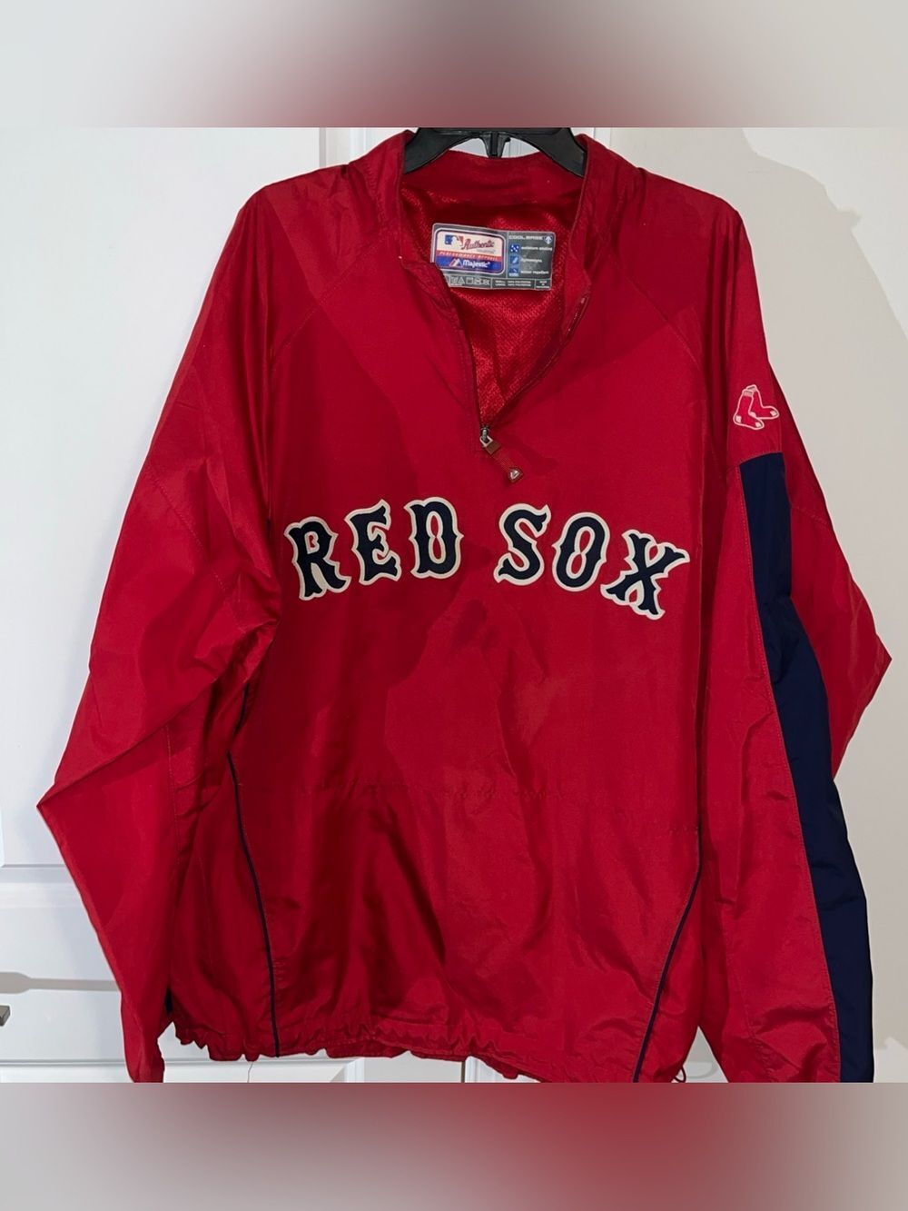Boston Red Sox MLB Authentic Sewn Majestic pullover 1/2 zip Coolbase team jacket
